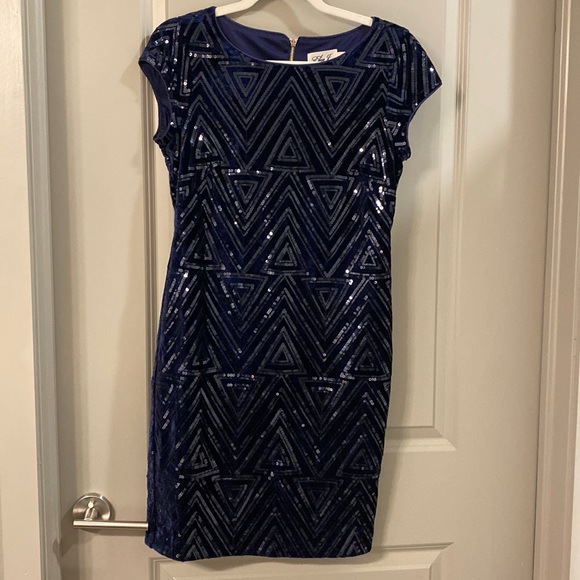 Eliza J Dresses & Skirts - Eliza J blue sequined velvet dress